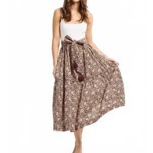 NEW MILLE françoise midi skirt in cocoa floral